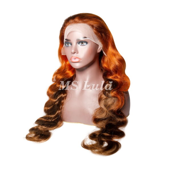 4/350 Ginger Highlight 13x4 Transparent Lace Front Wig Ombre Ginger Human Hair Wig - Image 7